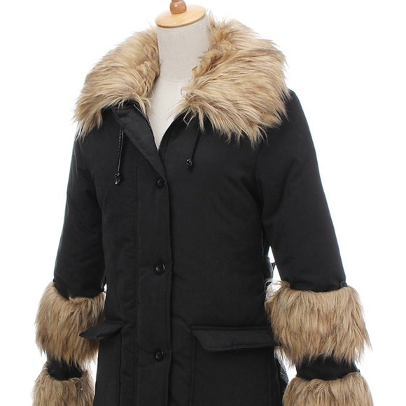 Hooded Long Outwear Fur Collar Long Sleeve Jacket